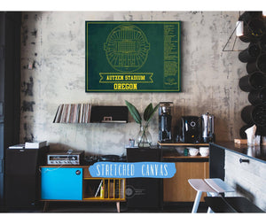 Cutler West Autzen Stadium Blueprint Team Color Art Chart - Oregon Ducks Football Fan Print