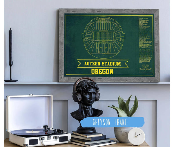 Cutler West Autzen Stadium Blueprint Team Color Art Chart - Oregon Ducks Football Fan Print