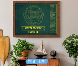 Cutler West Autzen Stadium Blueprint Team Color Art Chart - Oregon Ducks Football Fan Print
