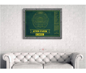 Cutler West Autzen Stadium Blueprint Team Color Art Chart - Oregon Ducks Football Fan Print