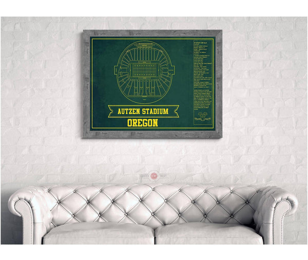 Cutler West Autzen Stadium Blueprint Team Color Art Chart - Oregon Ducks Football Fan Print