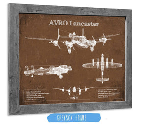 14" x 11" / Greyson Frame Cutler West AVRO Lancaster UK Heavy Bomber Blueprint Original Military Wall Art