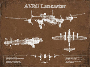 14" x 11" / Unframed Cutler West AVRO Lancaster UK Heavy Bomber Blueprint Original Military Wall Art