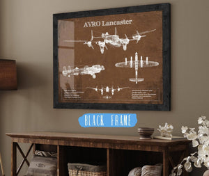 20" x 16" / Black Frame Cutler West AVRO Lancaster UK Heavy Bomber Blueprint Original Military Wall Art