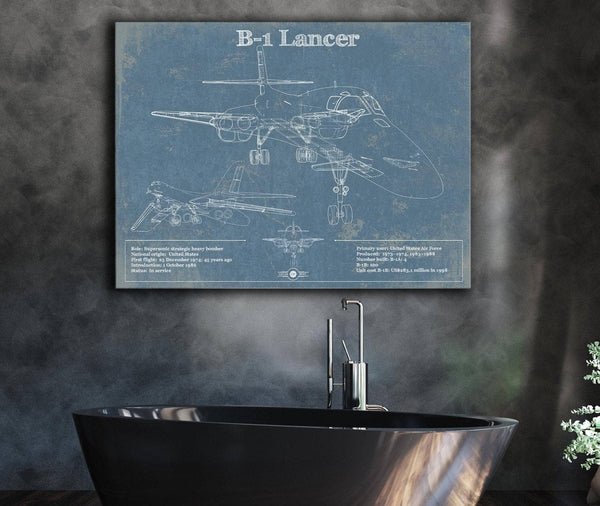 Cutler West B-1 Bomber Patent Blueprint Original Military Wall Art