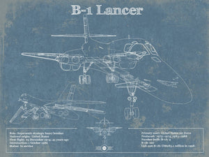 14" x 11" / Unframed Cutler West B-1 Bomber Patent Blueprint Original Military Wall Art