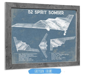 14" x 11" / Greyson Frame Cutler West B2 Bomber Patent Blueprint Original Design Wall Art