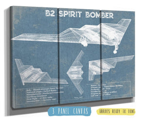 36" x 24" / 3 Panel Canvas Wrap Cutler West B2 Bomber Patent Blueprint Original Design Wall Art