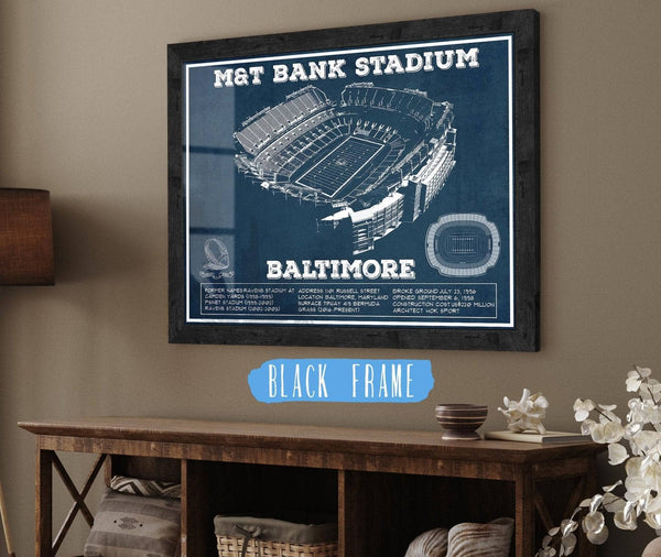 20" x 16" / Black Frame Cutler West Baltimore Ravens - M&T Bank Stadium - Vintage Football Print