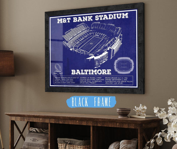 20" x 16" / Black Frame Cutler West Baltimore Ravens - M&T Bank Stadium - Vintage Football Team Color Print