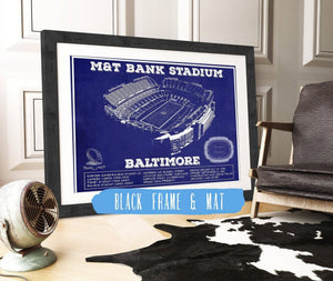 20" x 16" / Black Frame & Mat Cutler West Baltimore Ravens - M&T Bank Stadium - Vintage Football Team Color Print