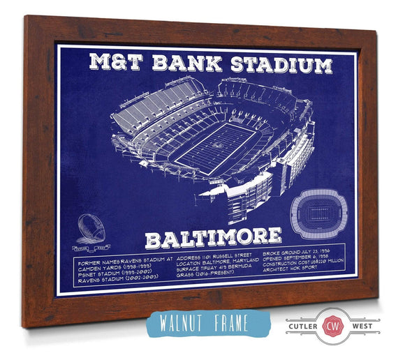 20" x 16" / Walnut Frame Cutler West Baltimore Ravens - M&T Bank Stadium - Vintage Football Team Color Print