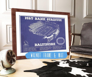 20" x 16" / Walnut Frame & Mat Cutler West Baltimore Ravens - M&T Bank Stadium - Vintage Football Team Color Print