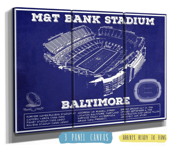 36" x 24" / 3 Panel Canvas Wrap Cutler West Baltimore Ravens - M&T Bank Stadium - Vintage Football Team Color Print
