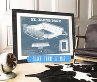 20" x 16" / Black Frame & Mat Cutler West Basel Football Club St. Jakob Park Soccer Print