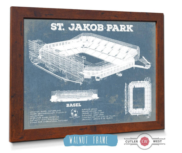 20" x 16" / Walnut Frame Cutler West Basel Football Club St. Jakob Park Soccer Print