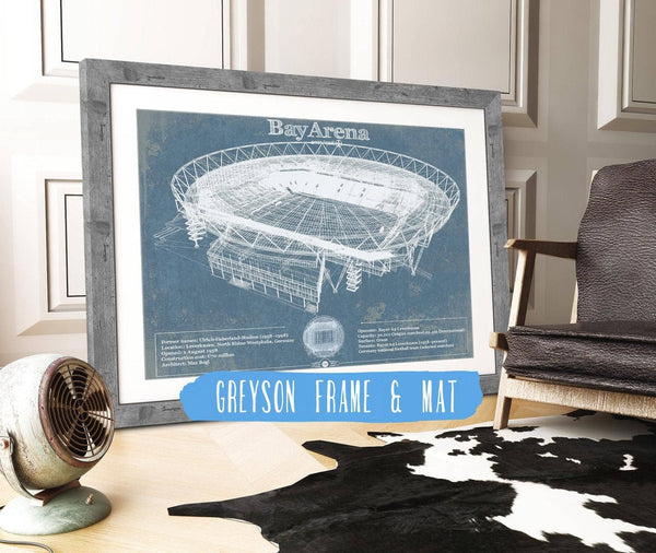 14" x 11" / Greyson Frame & Mat Cutler West BayArena Bayer Football Soccer Stadium Print