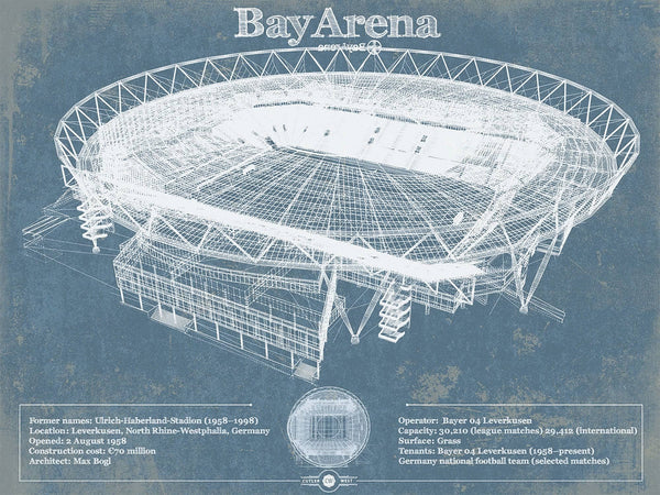 14" x 11" / Unframed Cutler West BayArena Bayer Football Soccer Stadium Print