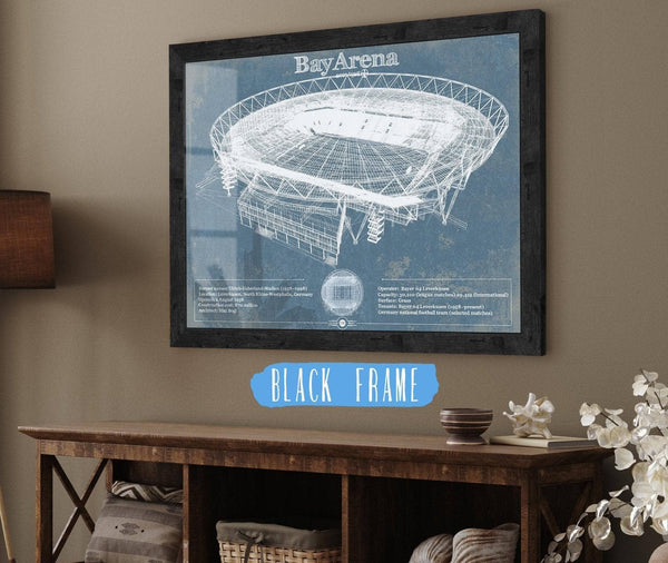 20" x 16" / Black Frame Cutler West BayArena Bayer Football Soccer Stadium Print