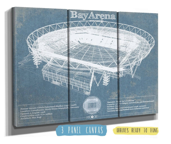 36" x 24" / 3 Panel Canvas Wrap Cutler West BayArena Bayer Football Soccer Stadium Print