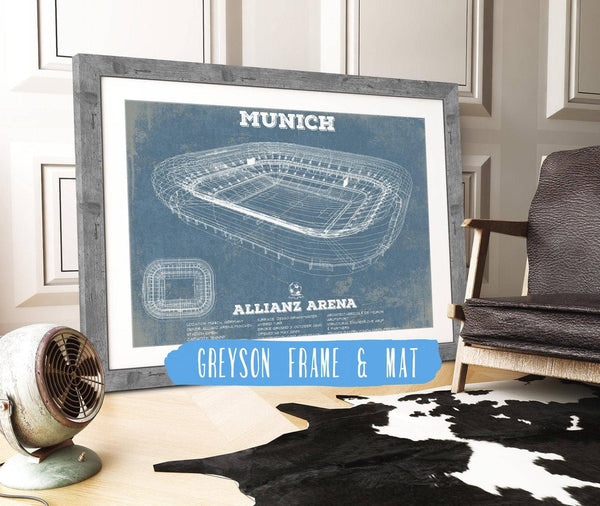 14" x 11" / Greyson Frame & Mat Cutler West Bayern Munich FC Vintage Allianz Arena Soccer Print