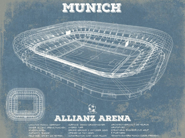 14" x 11" / Unframed Cutler West Bayern Munich FC Vintage Allianz Arena Soccer Print