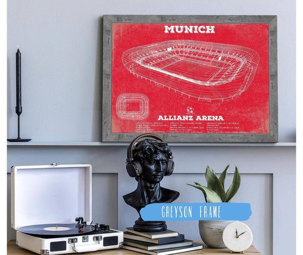 14" x 11" / Greyson Frame Cutler West Bayern Munich FC Vintage Allianz Arena Soccer Team Color Print