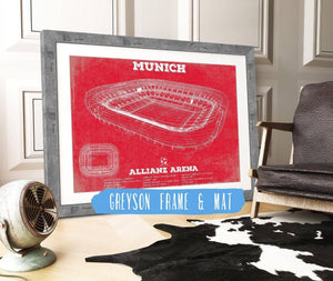 14" x 11" / Greyson Frame & Mat Cutler West Bayern Munich FC Vintage Allianz Arena Soccer Team Color Print