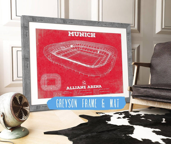 14" x 11" / Greyson Frame & Mat Cutler West Bayern Munich FC Vintage Allianz Arena Soccer Team Color Print