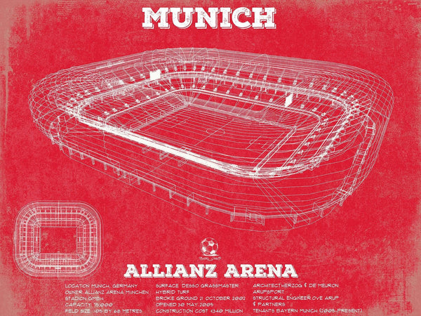 14" x 11" / Unframed Cutler West Bayern Munich FC Vintage Allianz Arena Soccer Team Color Print