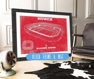 20" x 16" / Black Frame & Mat Cutler West Bayern Munich FC Vintage Allianz Arena Soccer Team Color Print