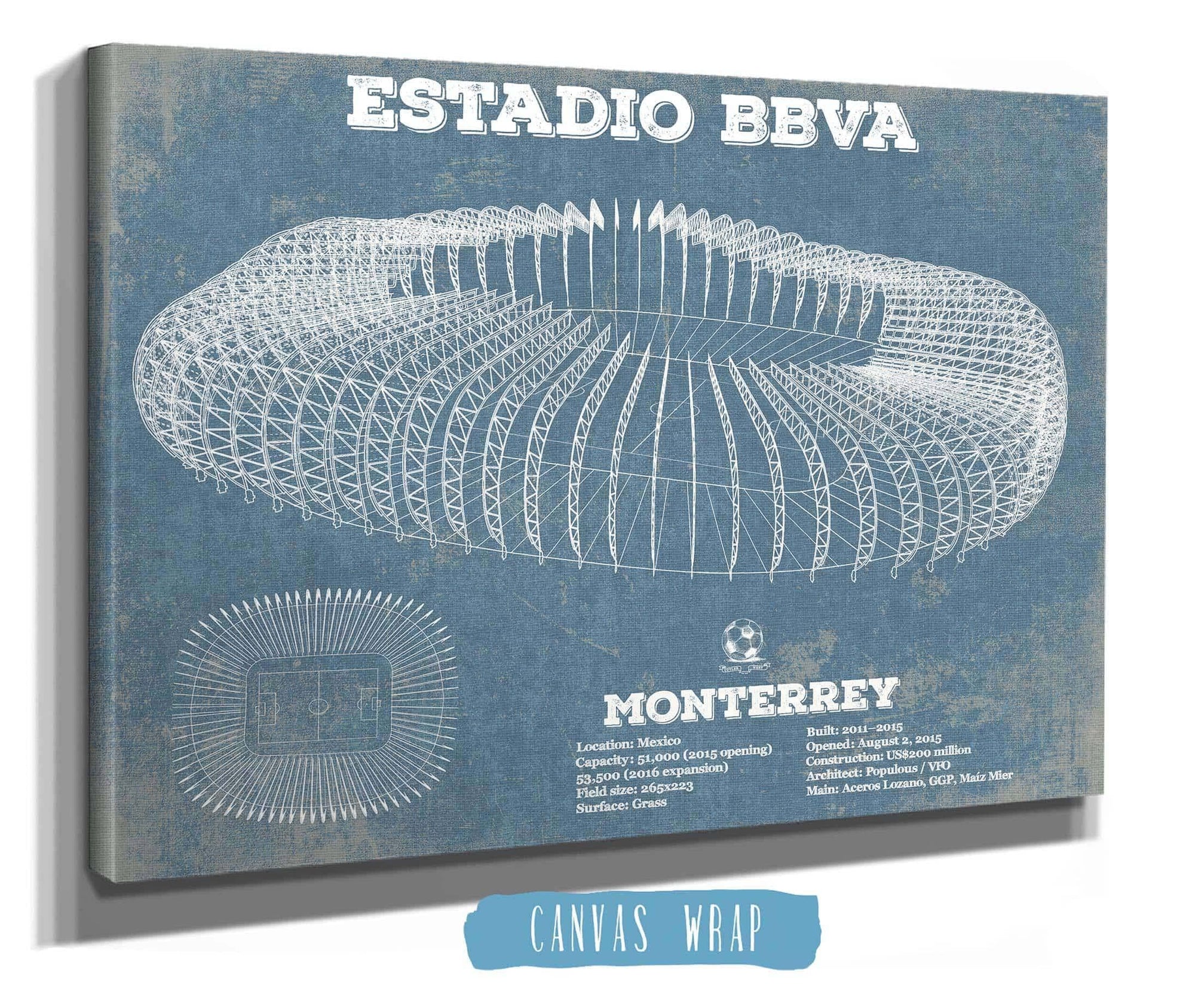 Cutler West Soccer Collection Monterrey Vintage Estadio BBVA Soccer Print