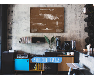 Cutler West Beechcraft Bonanza F33A Vintage Blueprint Airplane Print