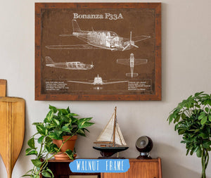 Cutler West Beechcraft Bonanza F33A Vintage Blueprint Airplane Print