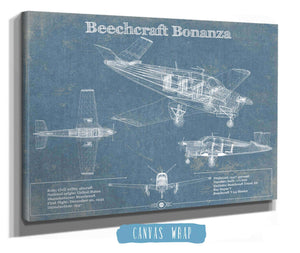 Cutler West Beechcraft Bonanza Vintage Blueprint Airplane Print