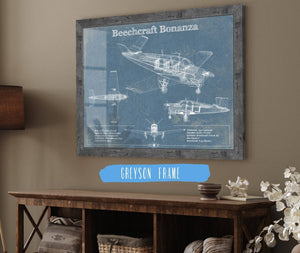 Cutler West Beechcraft Bonanza Vintage Blueprint Airplane Print