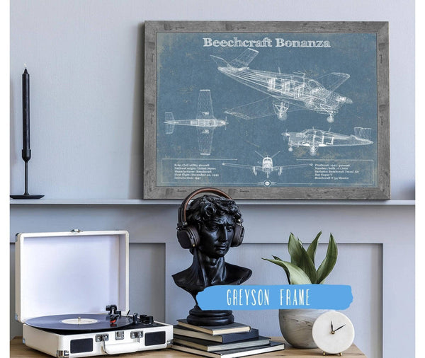 Cutler West Beechcraft Bonanza Vintage Blueprint Airplane Print