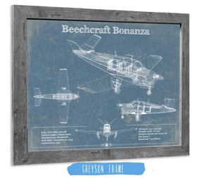 14" x 11" / Greyson Frame Cutler West Beechcraft Bonanza Vintage Blueprint Airplane Print