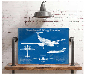 Cutler West Beechcraft Super King Air Model 200 and 300 Series Vintage Blueprint Airplane Print