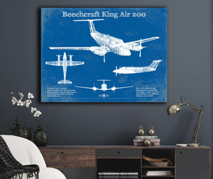 Cutler West Beechcraft Super King Air Model 200 and 300 Series Vintage Blueprint Airplane Print