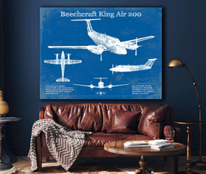 Cutler West Beechcraft Super King Air Model 200 and 300 Series Vintage Blueprint Airplane Print