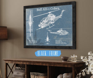 20" x 16" / Black Frame Cutler West Bell AH-1 HueyCobra/Cobra Vintage Original Blueprint Military Print