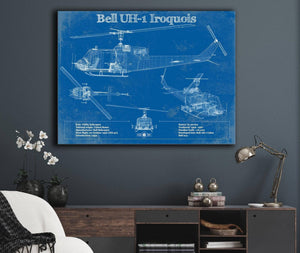 Cutler West Bell UH-1 Iroquois (Huey) Vintage Blueprint Helicopter Print