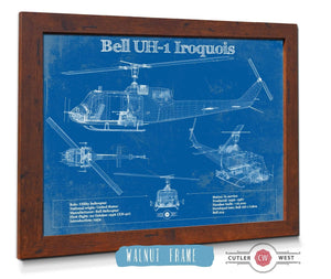 Cutler West Bell UH-1 Iroquois (Huey) Vintage Blueprint Helicopter Print