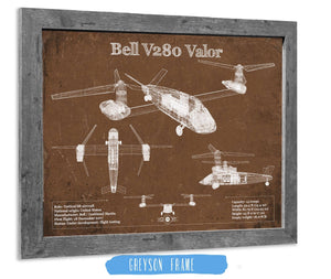 14" x 11" / Greyson Frame Cutler West Bell V280 Valor Future Vertical Lift Vintage Blueprint