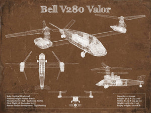 14" x 11" / Unframed Cutler West Bell V280 Valor Future Vertical Lift Vintage Blueprint