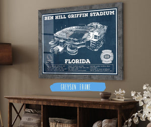 14" x 11" / Greyson Frame Cutler West Ben Hill Griffin Stadium Art - University of Florida Gators Vintage Stadium Art Print