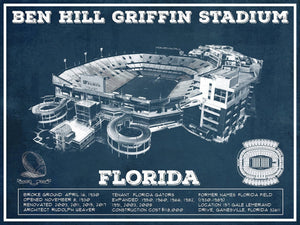 14" x 11" / Unframed Cutler West Ben Hill Griffin Stadium Art - University of Florida Gators Vintage Stadium Art Print