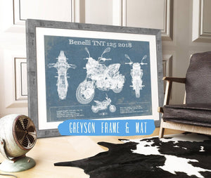 14" x 11" / Greyson Frame & Mat Cutler West Benelli TNT 125 2018 Motorcycle Patent Print