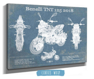 14" x 11" / Stretched Canvas Wrap Cutler West Benelli TNT 125 2018 Motorcycle Patent Print